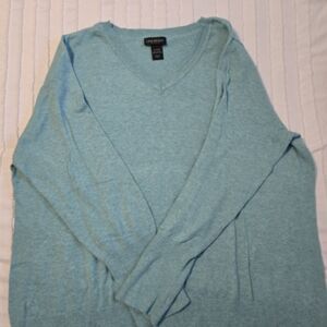 Womens V-Neck Sweater in Light Blue